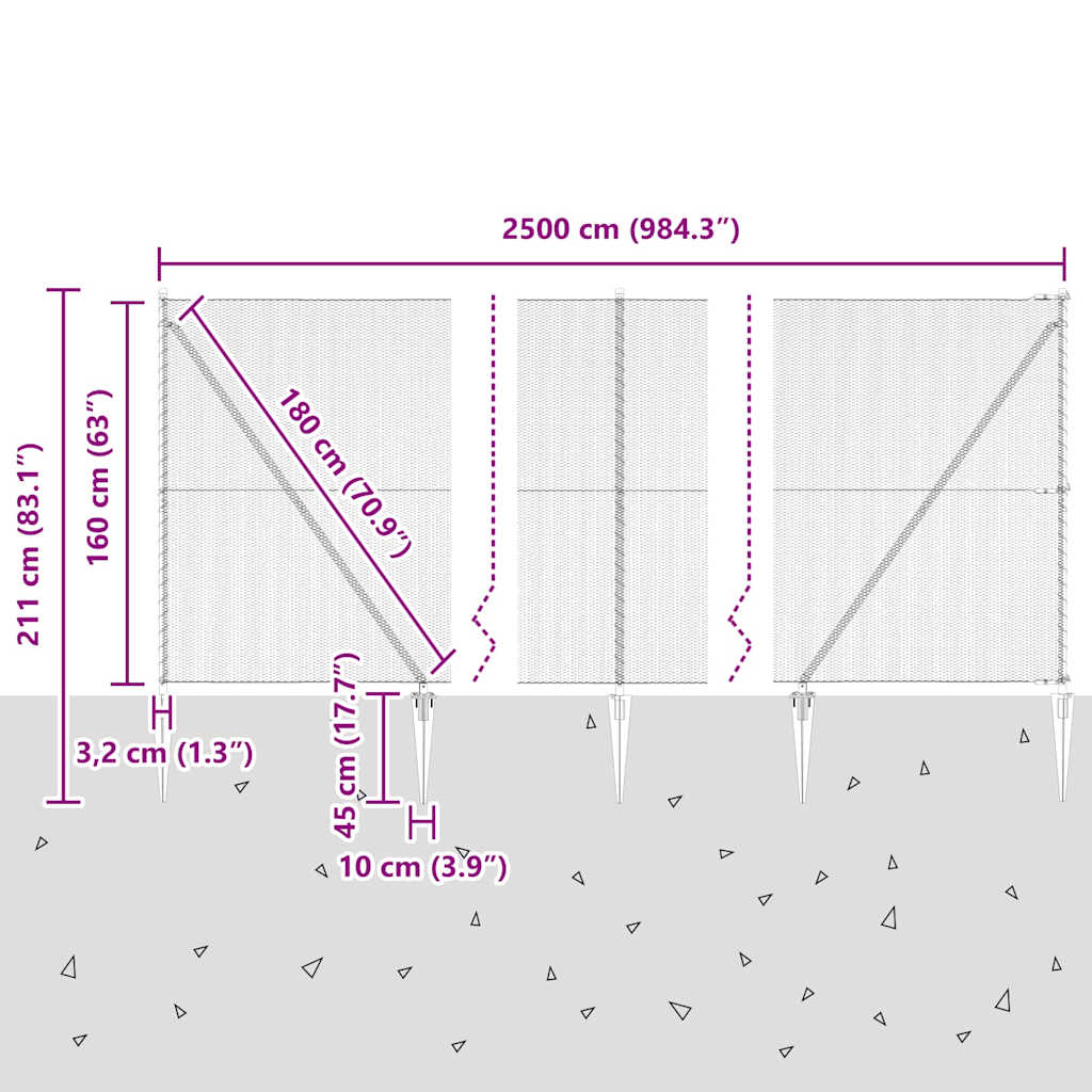 Heksagonalna ograda s stubom 25 x 1,6 m Čelik premazan PVC-om