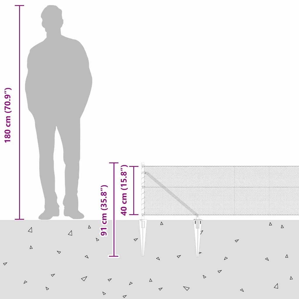 Heksagonalna ograda s stubom 50 x 0,4 m Čelik premazan PVC-om