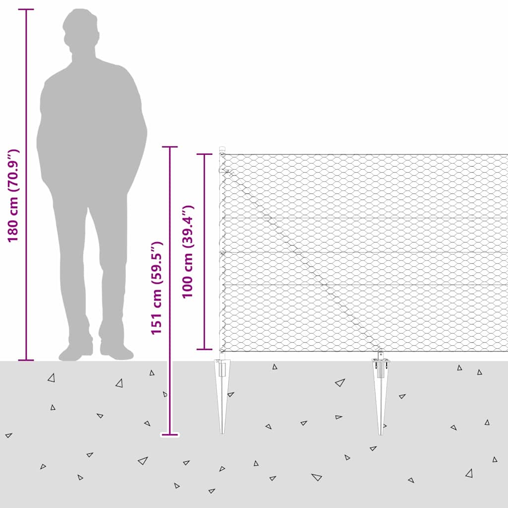 Heksagonalna ograda s stubom 50 x 1 m Čelik premazan PVC-om