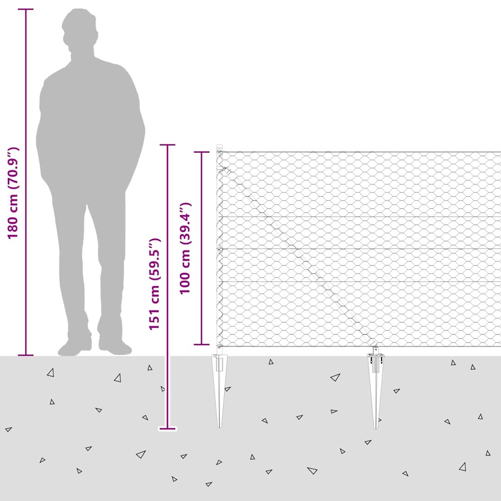 Heksagonalna ograda s stubom 50 x 1 m Čelik premazan PVC-om