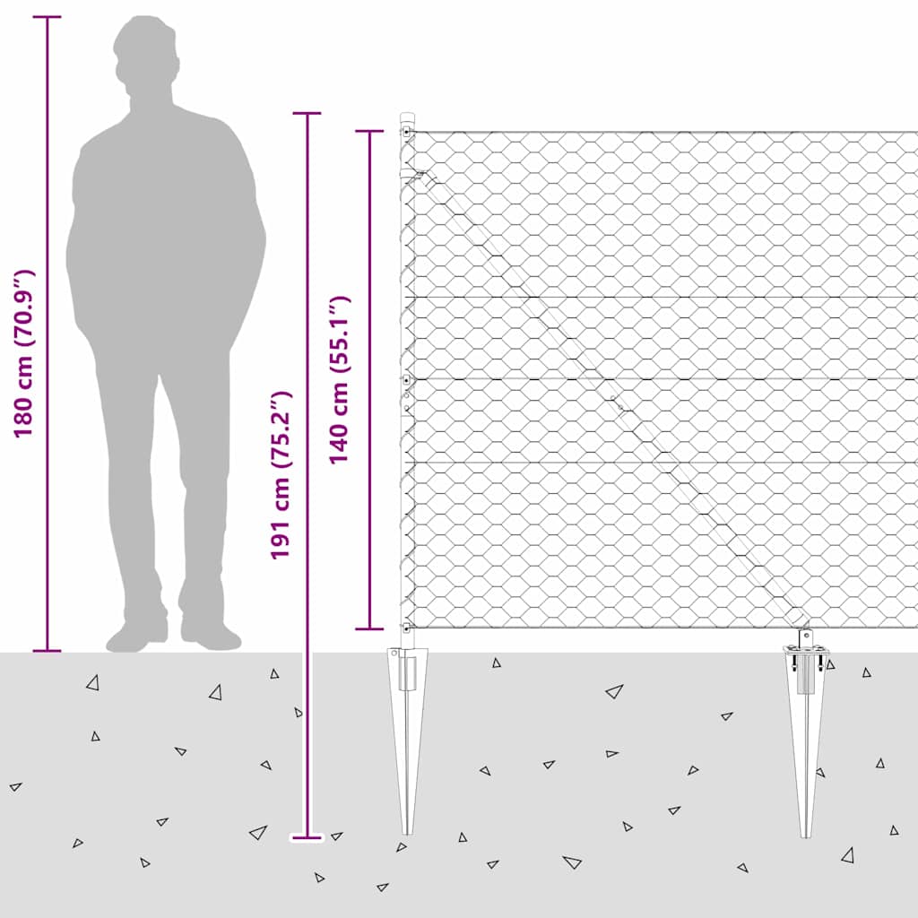 Heksagonalna ograda s stubom 50 x 1,4 m Čelik premazan PVC-om