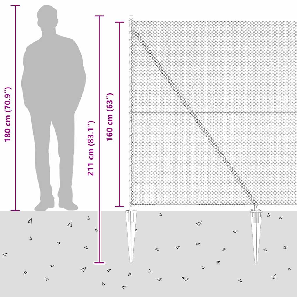 Heksagonalna ograda s stubom 50 x 1,6 m Čelik premazan PVC-om