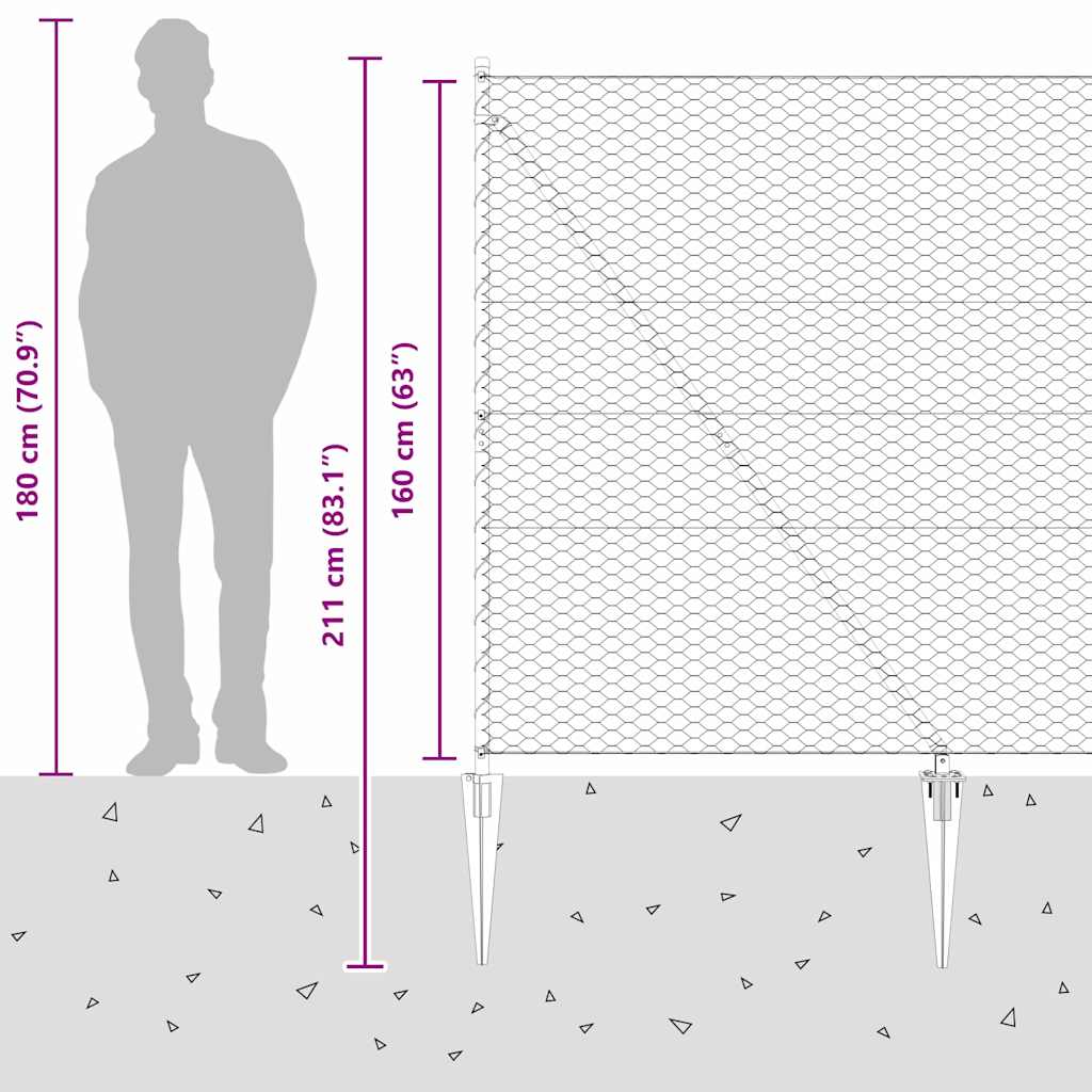 Heksagonalna ograda s stubom 50 x 1,6 m Čelik premazan PVC-om