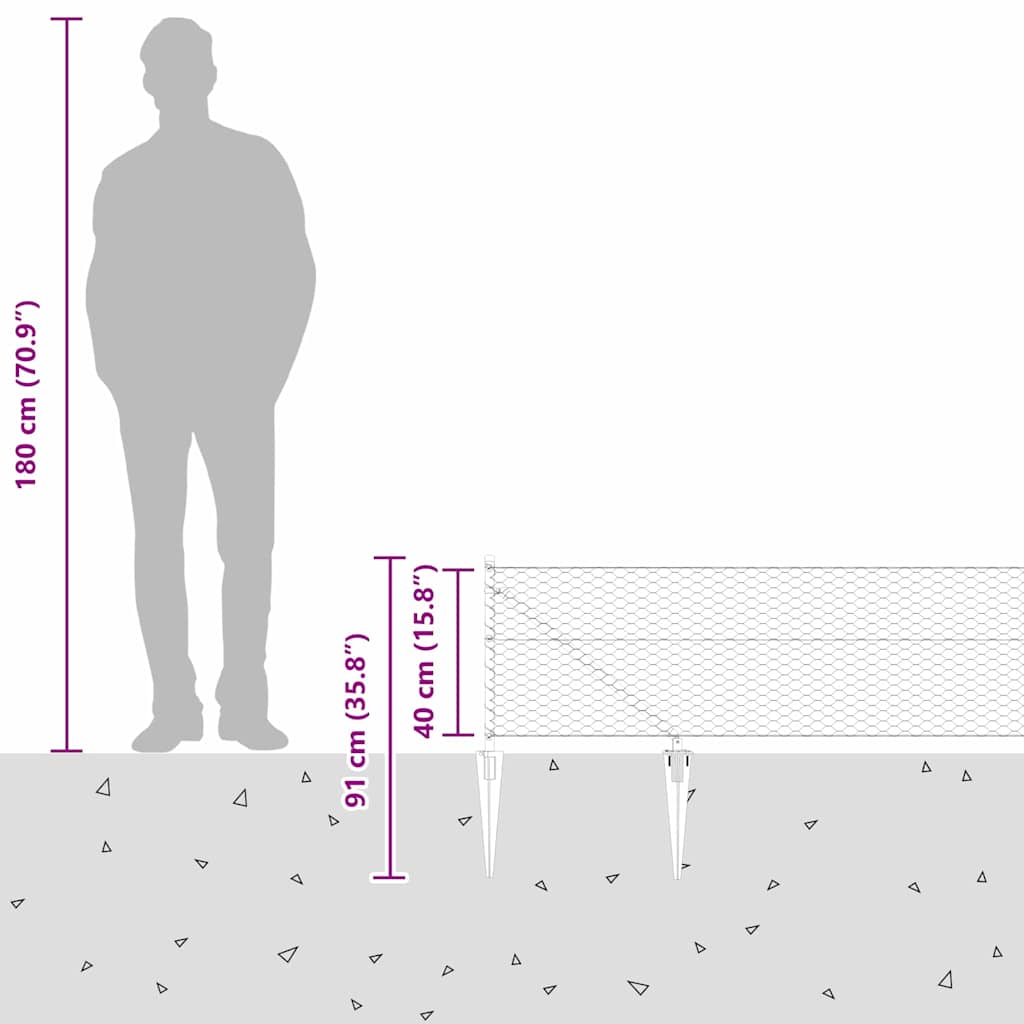 Heksagonalna ograda s stubom 100 x 0,4 m Čelik premazan PVC-om