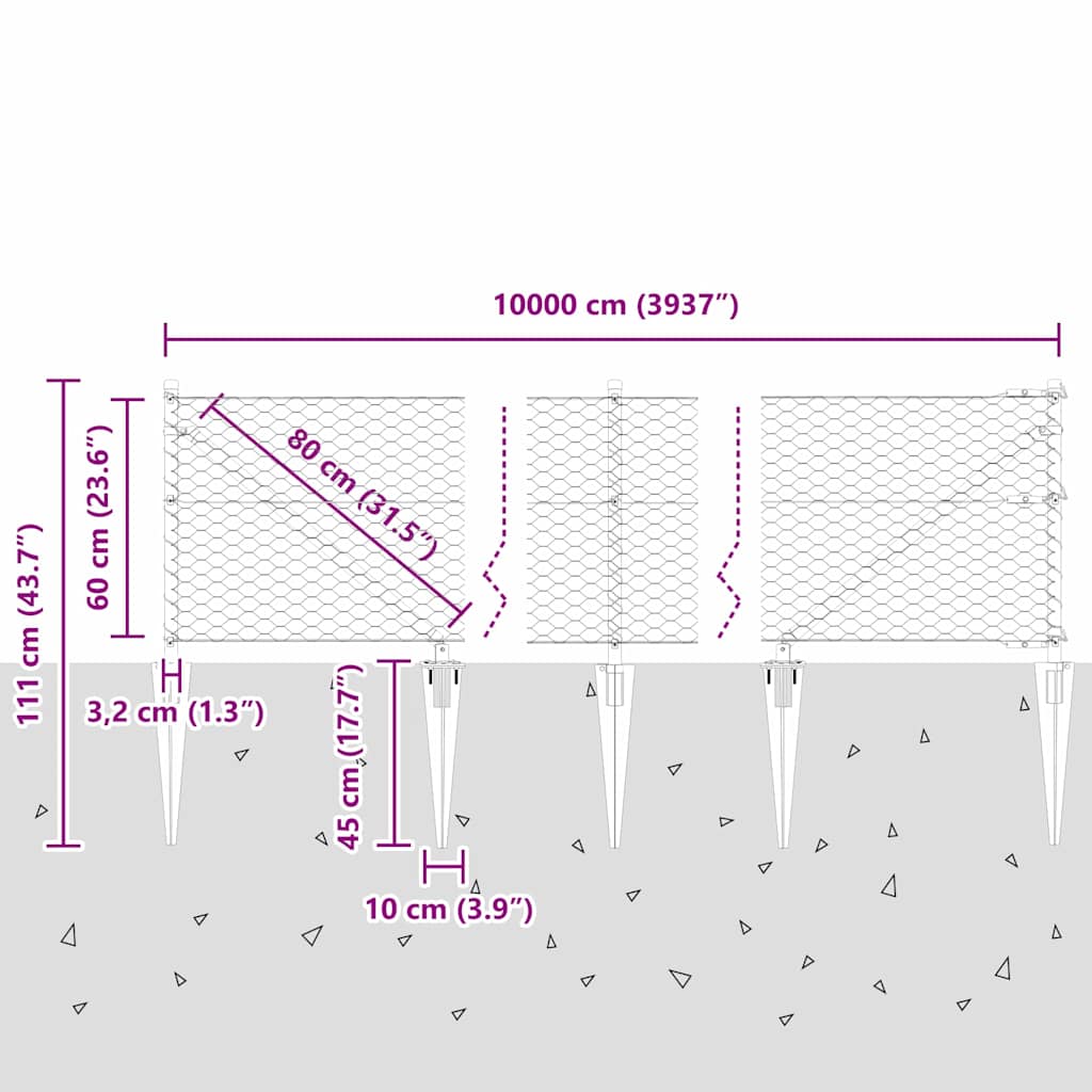 Zavareno žičano ograđivanje s bodljama 100 x 0,6 m (Š x V)