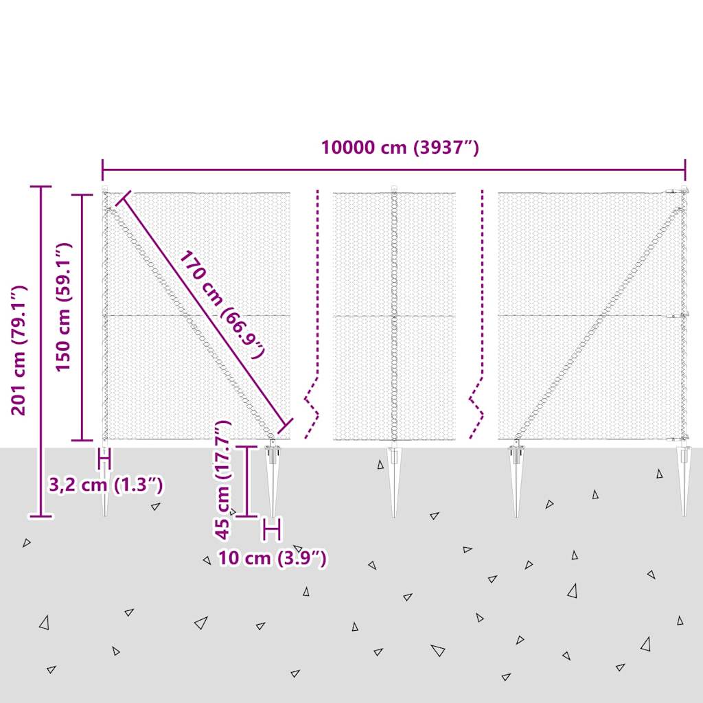 Heksagonalna ograda s stubom 100 x 1,5 m Čelik premazan PVC-om