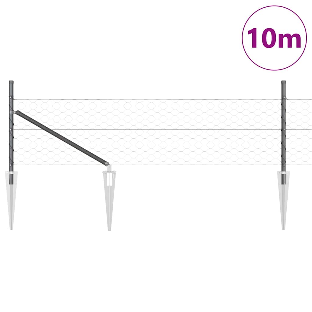 Heksagonalna ograda s stubom 10 x 0,8 m Čelik premazan PVC-om