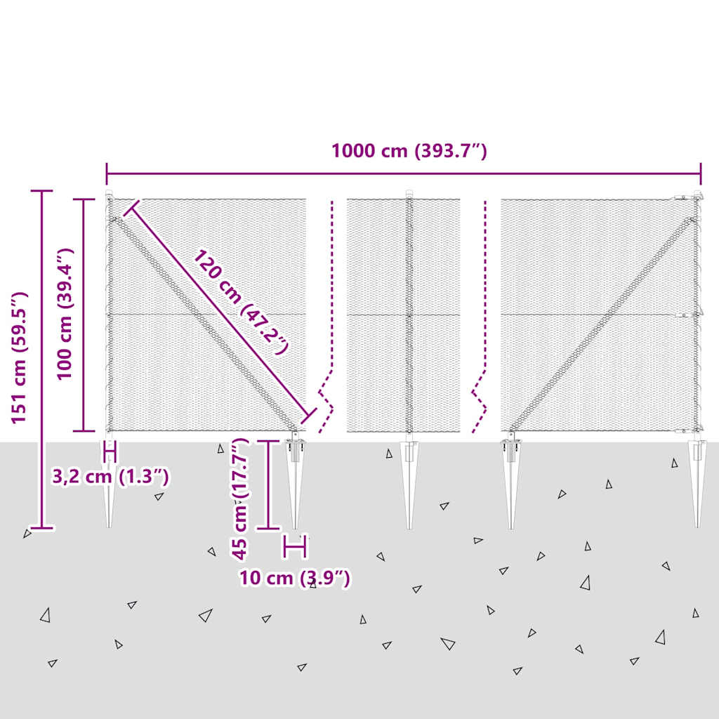 Heksagonalna ograda s stubom 10 x 1 m Čelik premazan PVC-om