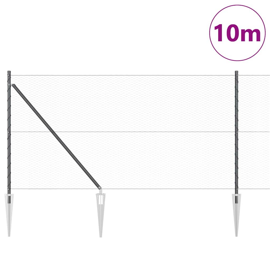 Heksagonalna ograda s stubom 10 x 1 m Čelik premazan PVC-om