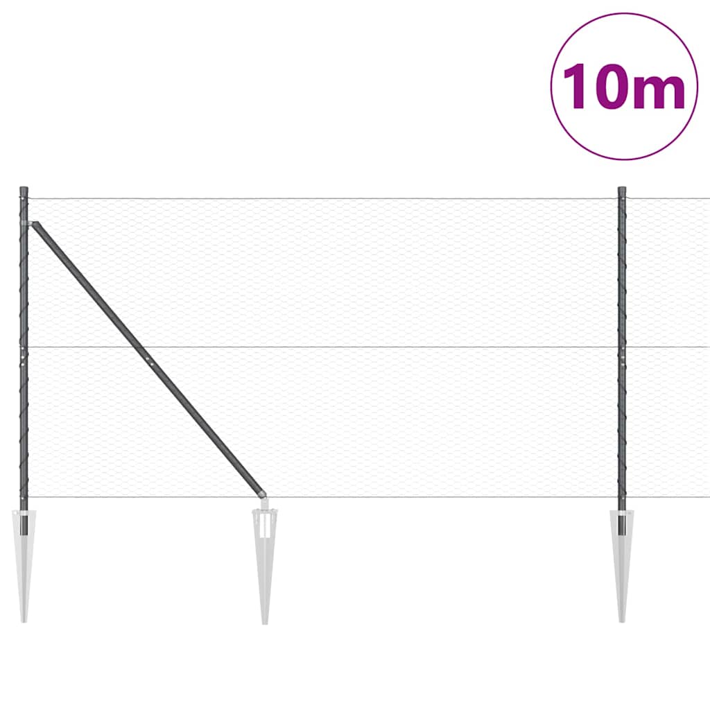 Heksagonalna ograda s stubom 10 x 1,4 m Čelik premazan PVC-om