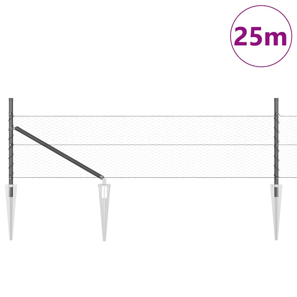 Heksagonalna ograda s stubom 25 x 0,5 m Čelik premazan PVC-om