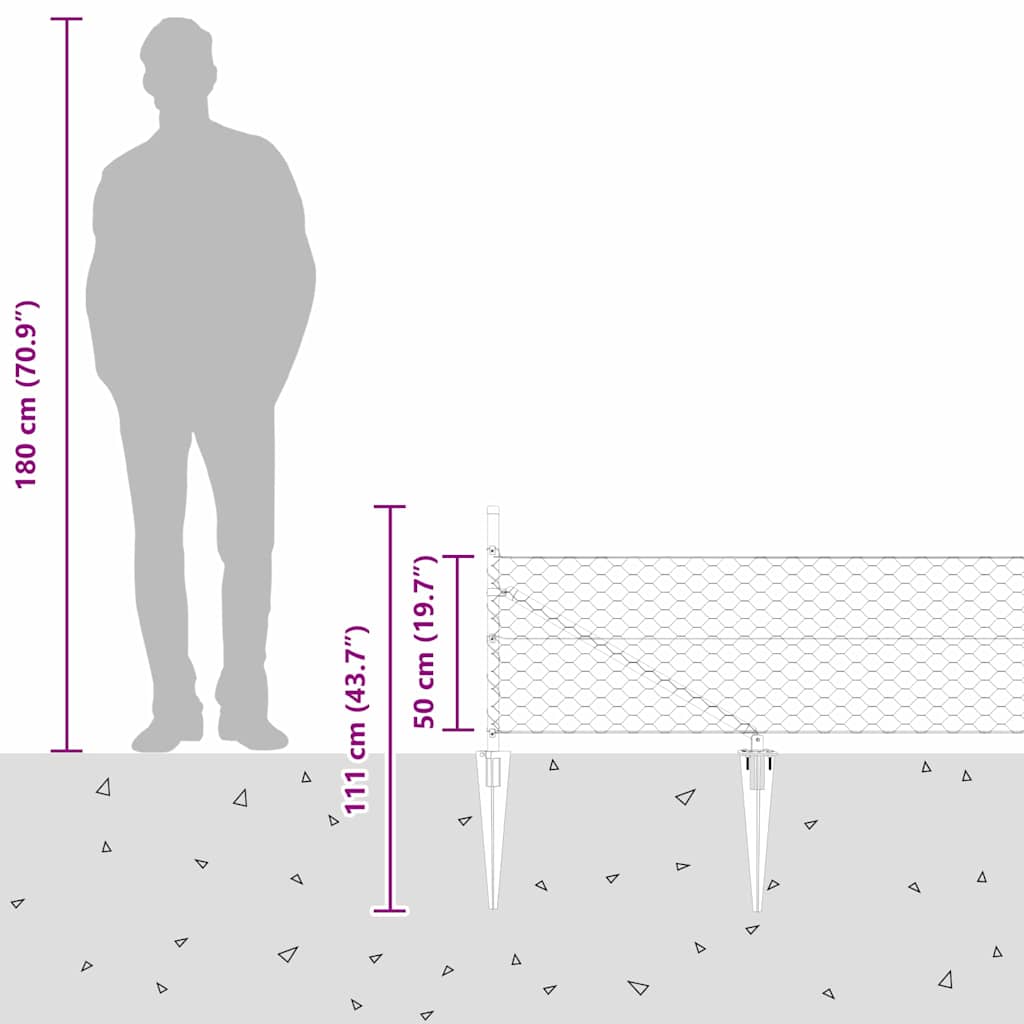 Heksagonalna ograda s stubom 25 x 0,5 m Čelik premazan PVC-om