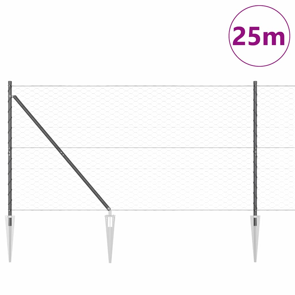 Heksagonalna ograda s stubom 25 x 1,2 m Čelik premazan PVC-om