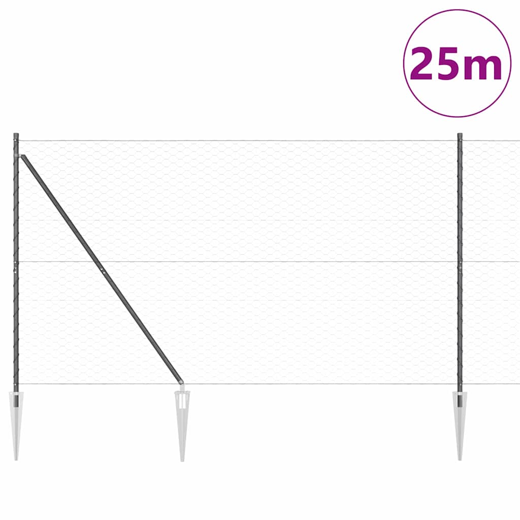 Heksagonalna ograda s stubom 25 x 1,6 m Čelik premazan PVC-om