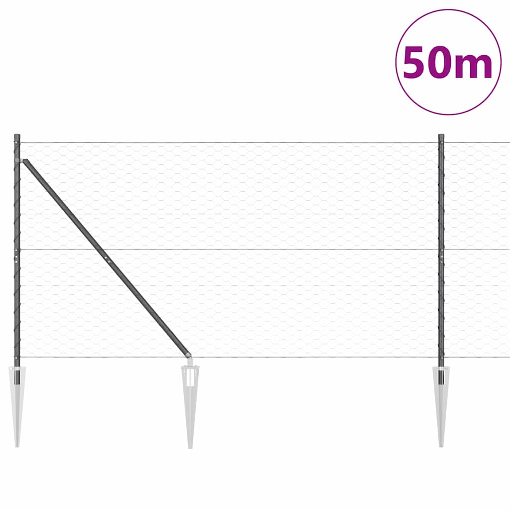 Heksagonalna ograda s stubom 50 x 1,2 m Čelik premazan PVC-om