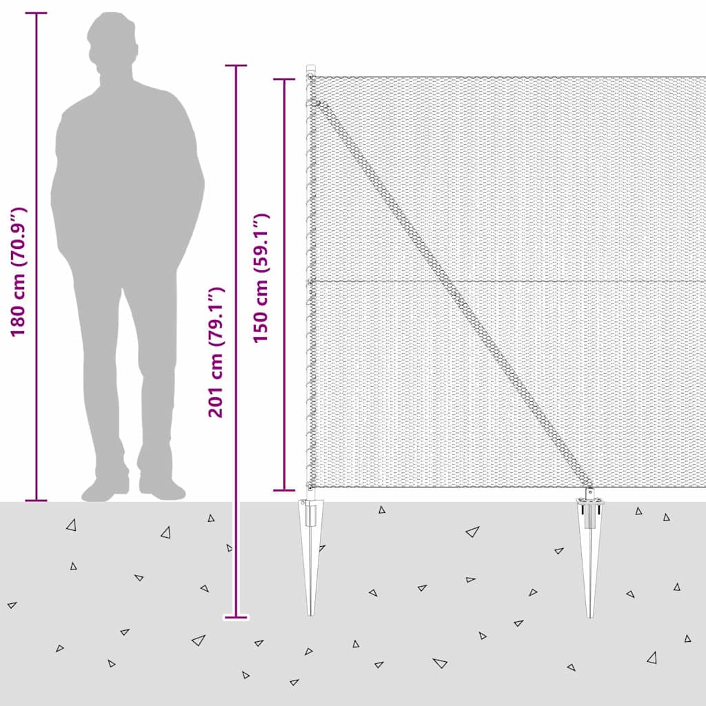 Heksagonalna ograda s stubom 50 x 1,5 m Čelik premazan PVC-om