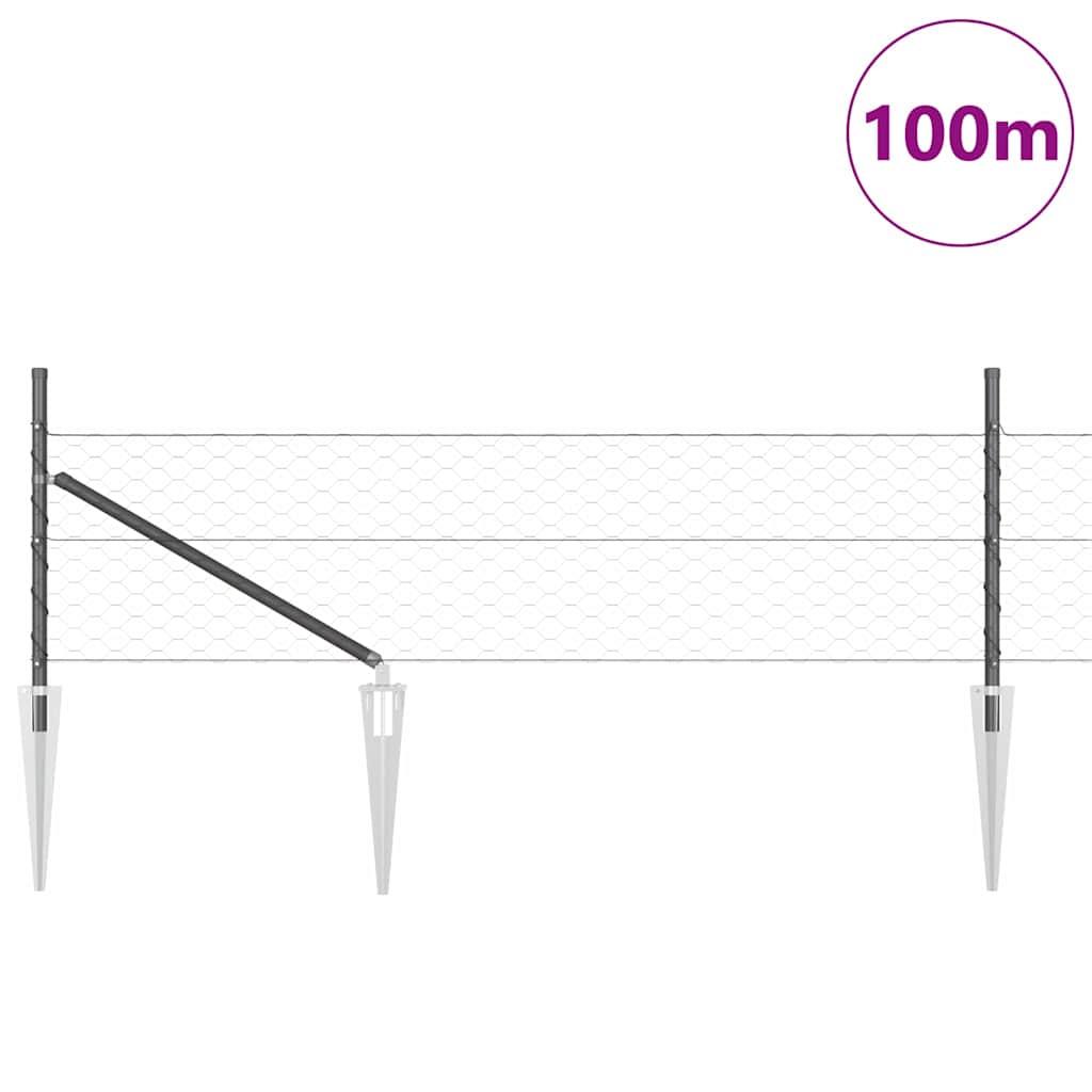Heksagonalna ograda s stubom 100 x 0,8 m Čelik premazan PVC-om