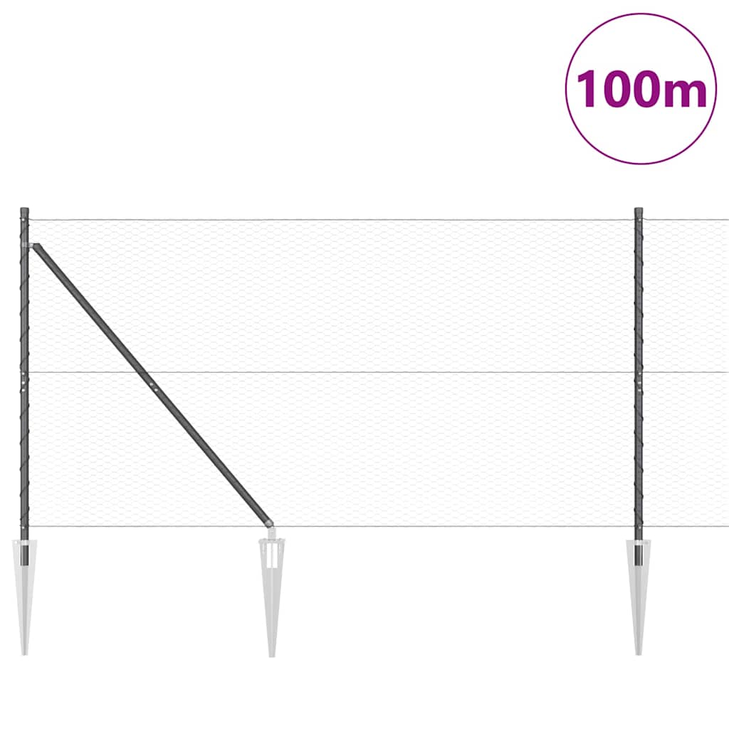 Heksagonalna ograda s stubom 100 x 1,4 m Čelik premazan PVC-om