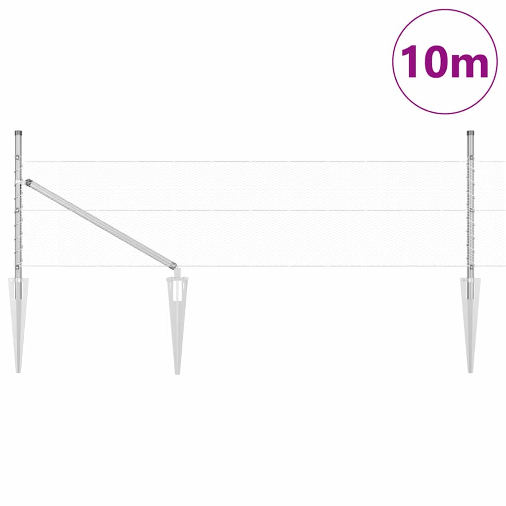 Heksagonalna ograda s stubom 10 x 0,4 m Pocinčani čelik Srebrna