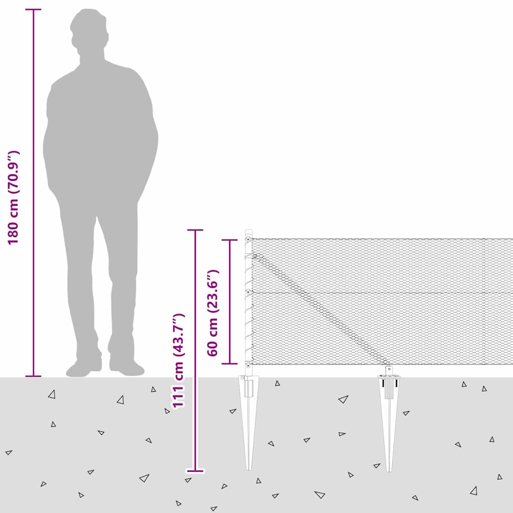 Heksagonalna ograda s stubom 25 x 0,6 m Pocinčani čelik Srebrna