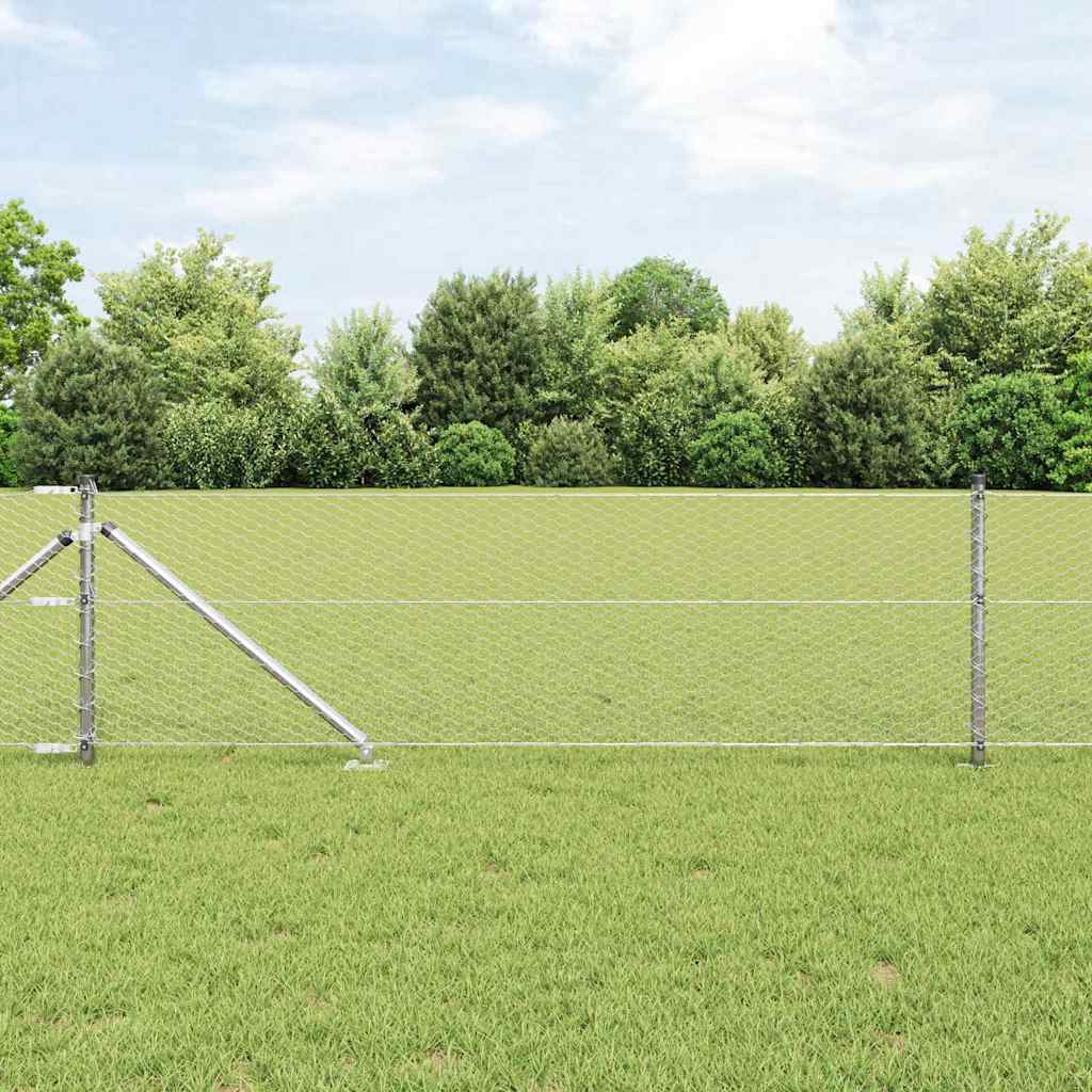 Heksagonalna ograda s stubom 25 x 0,6 m Pocinčani čelik Srebrna
