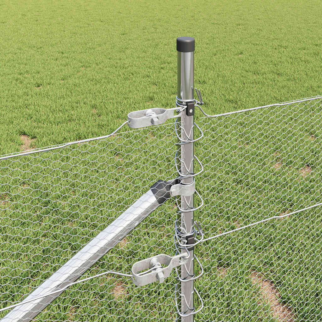 Heksagonalna ograda s stubom 25 x 0,8 m Pocinčani čelik Srebrna