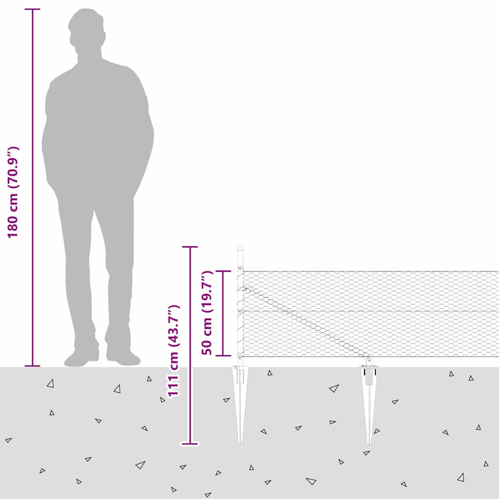 Heksagonalna ograda s stubom 50 x 0,5 m Pocinčani čelik Srebrna