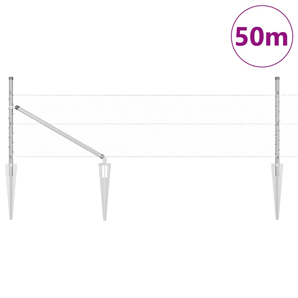 Heksagonalna ograda s stubom 50 x 0,5 m Pocinčani čelik Srebrna