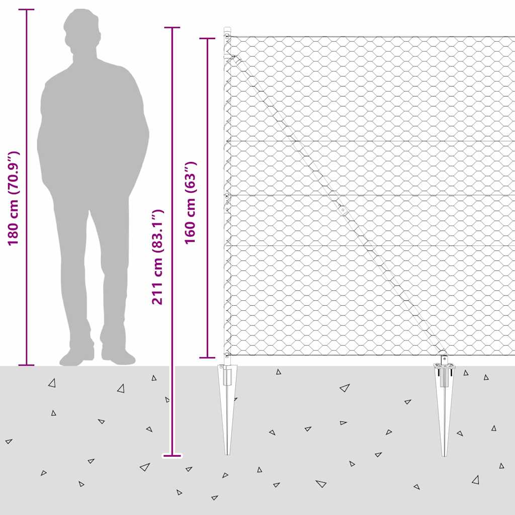 Heksagonalna ograda s stubom 100 x 1,6 m Pocinčani čelik Mreža