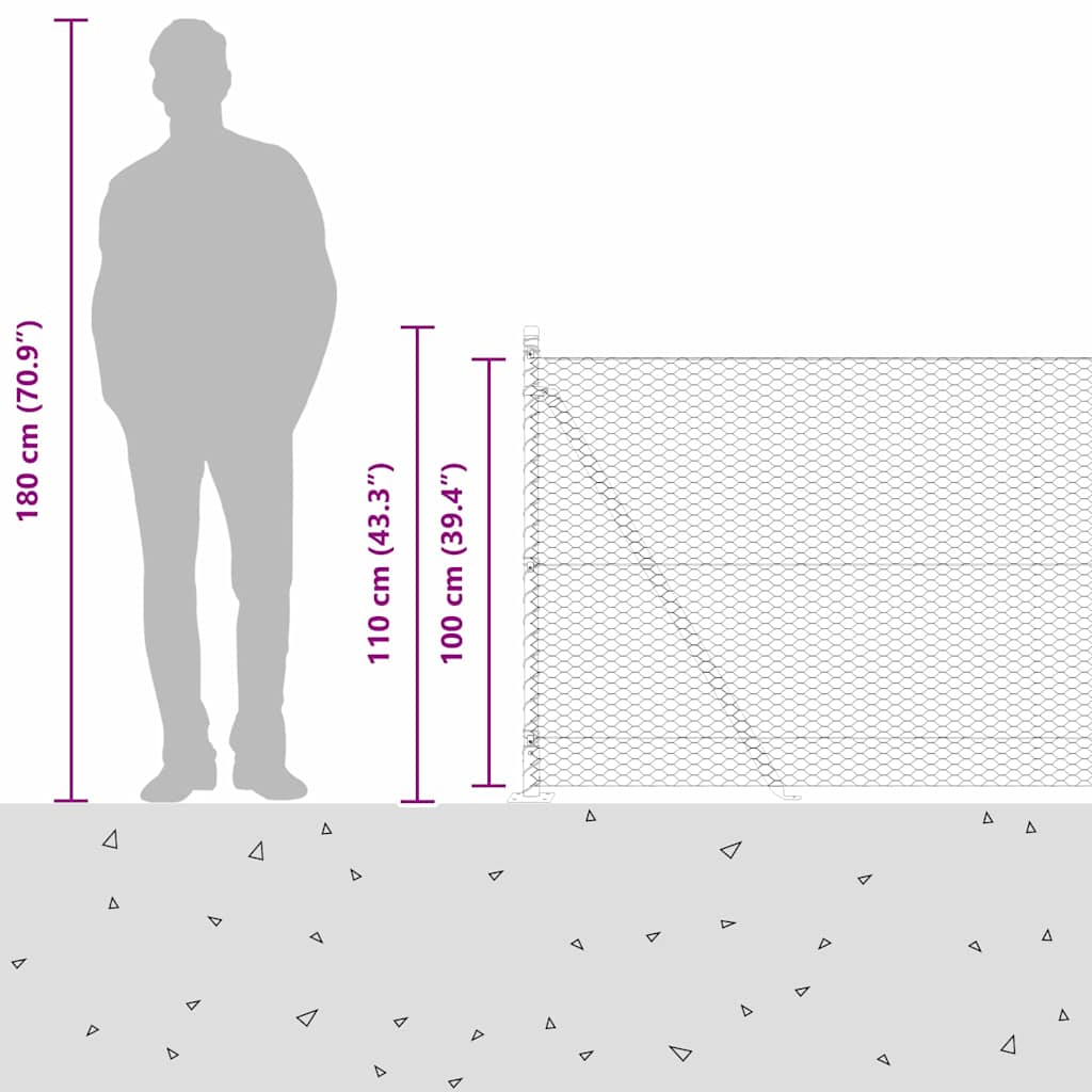 Heksagonalna ograda s betonskom osnovom 10 x 1 m Siva Mreža
