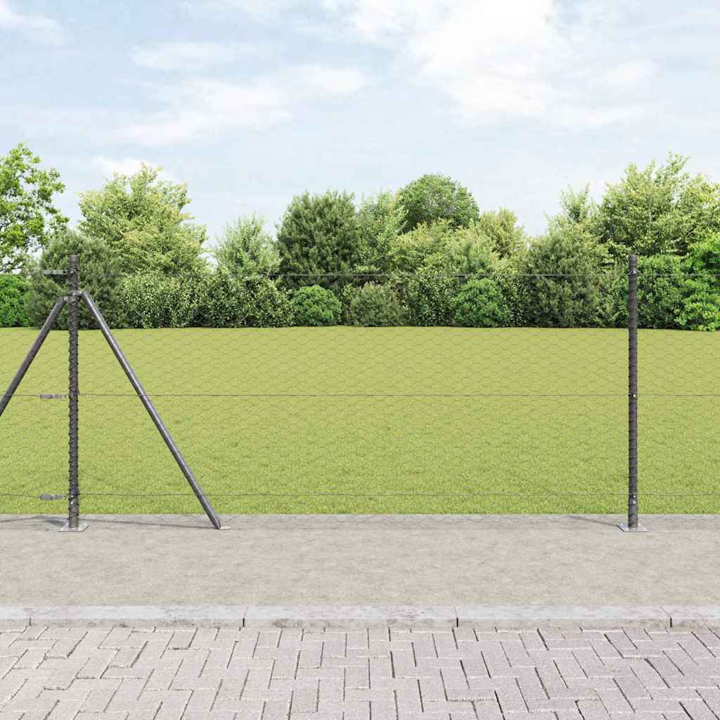 Heksagonalna ograda s betonskom osnovom 10 x 1 m Siva Mreža
