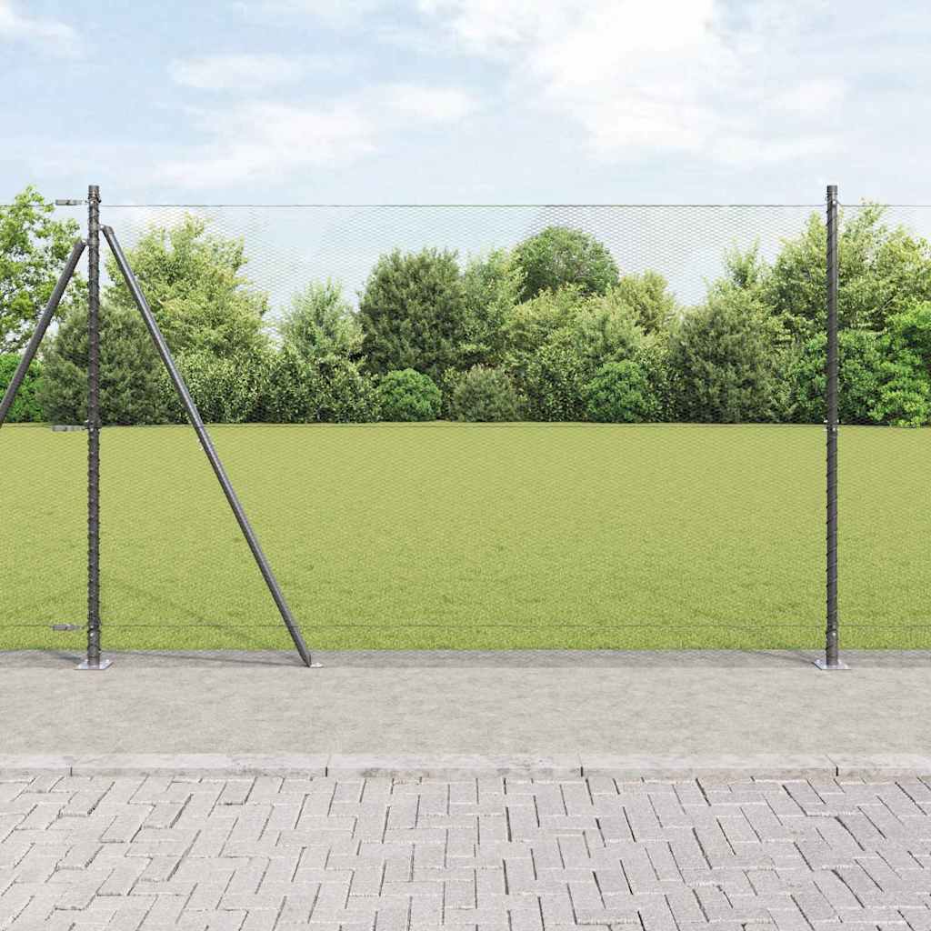 Heksagonalna ograda s betonskom osnovom 10 x 1,5 m Siva Mreža