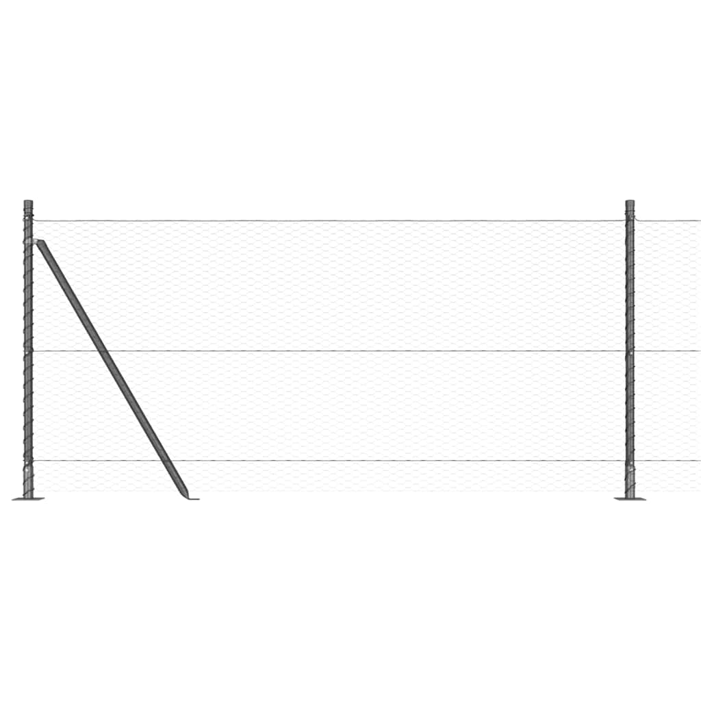 Heksagonalna ograda s betonskom osnovom 50 x 1 m Siva Mreža