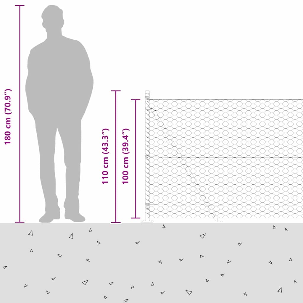Heksagonalna ograda s betonskom osnovom 50 x 1 m Siva Mreža