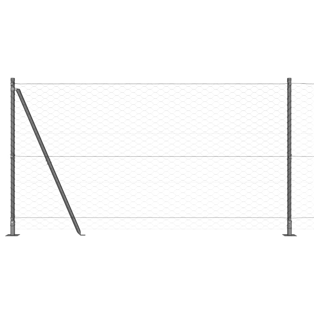Heksagonalna ograda s betonskom osnovom 50 x 1,2 m Siva Mreža