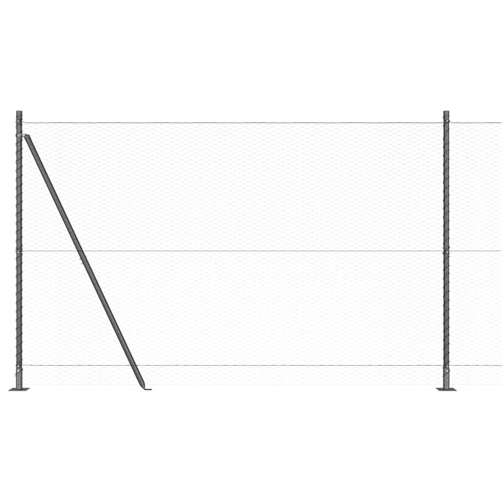 Heksagonalna ograda s betonskom osnovom 50 x 1,5 m Siva Mreža