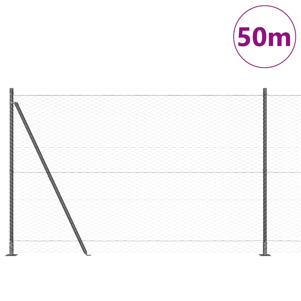 Heksagonalna ograda s betonskom osnovom 50 x 1,6 m Siva Mreža
