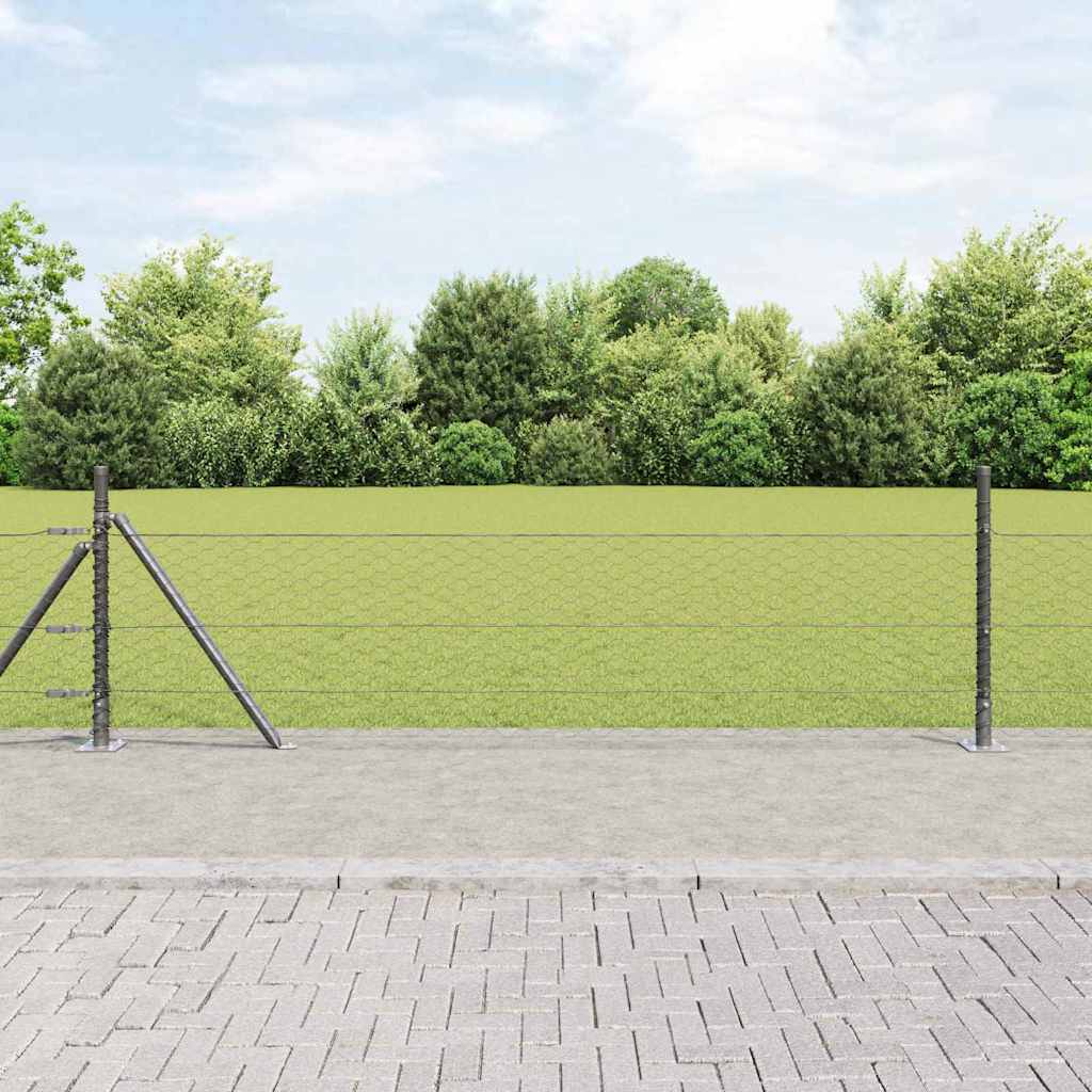 Heksagonalna ograda s betonskom osnovom 100 x 0,4 m Siva Mreža