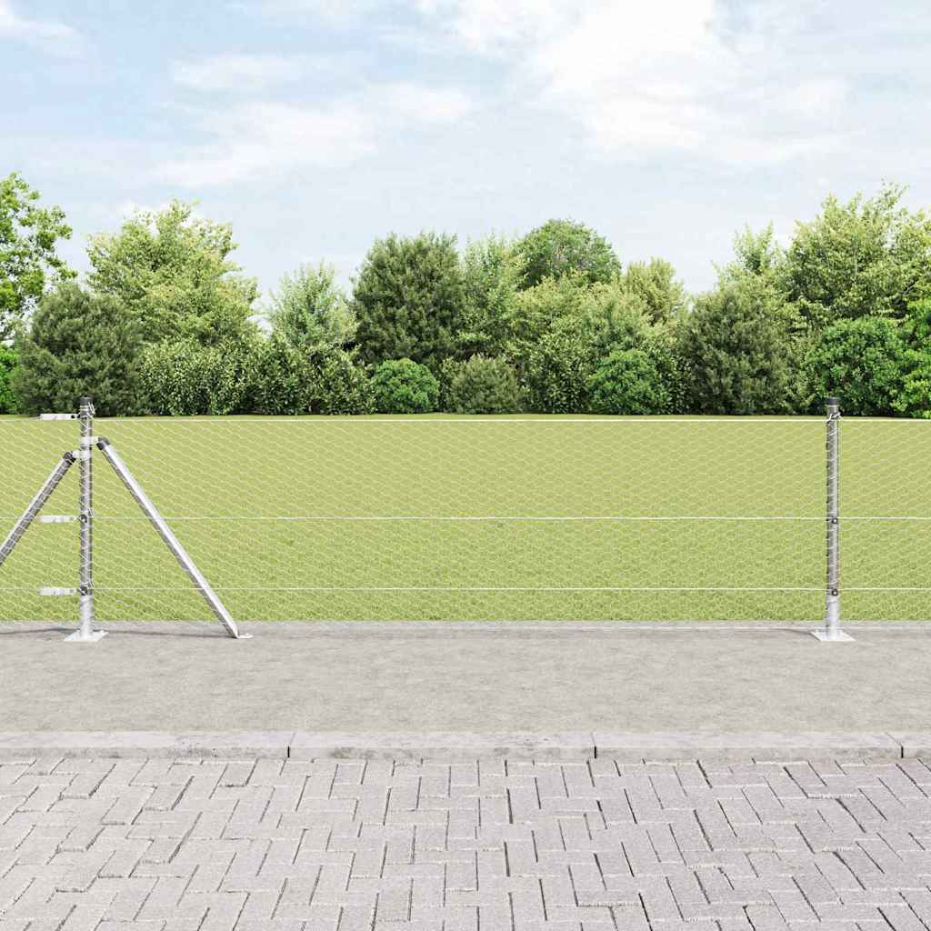 Heksagonalna ograda s betonskom osnovom 10 x 0,6 m Srebrna
