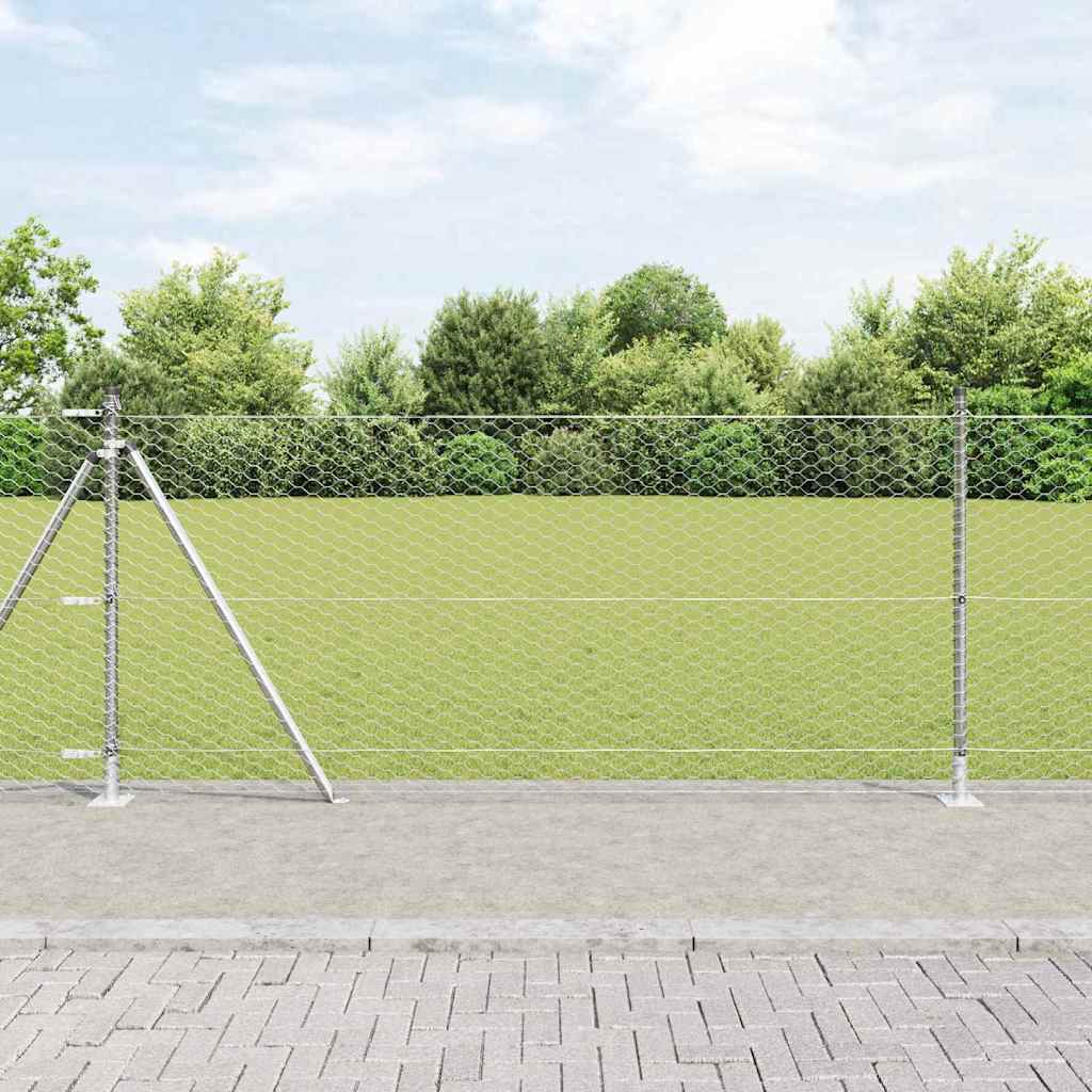 Heksagonalna ograda s betonskom osnovom 10 x 0,8 m Srebrna