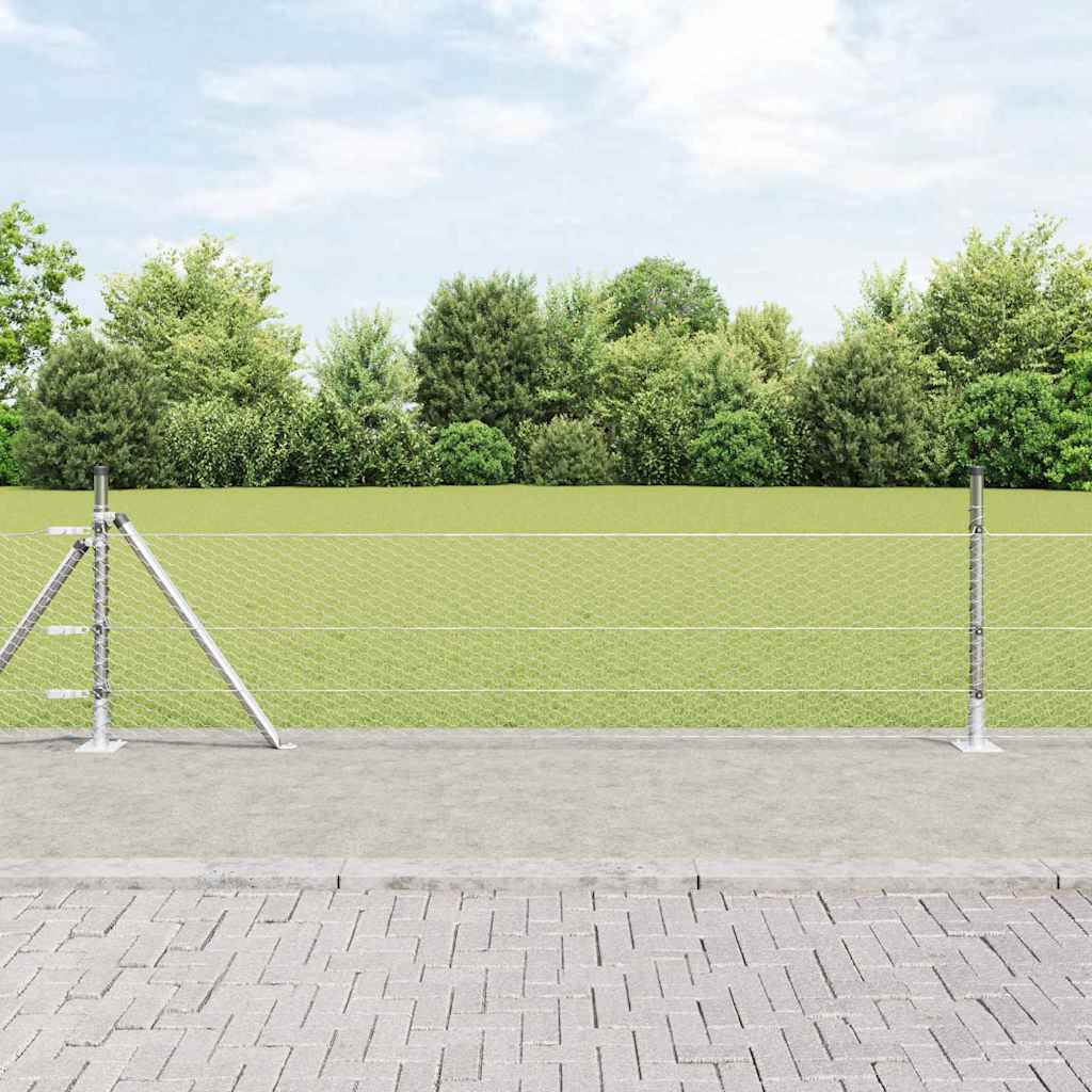 Heksagonalna ograda s betonskom osnovom 50 x 0,5 m Srebrna