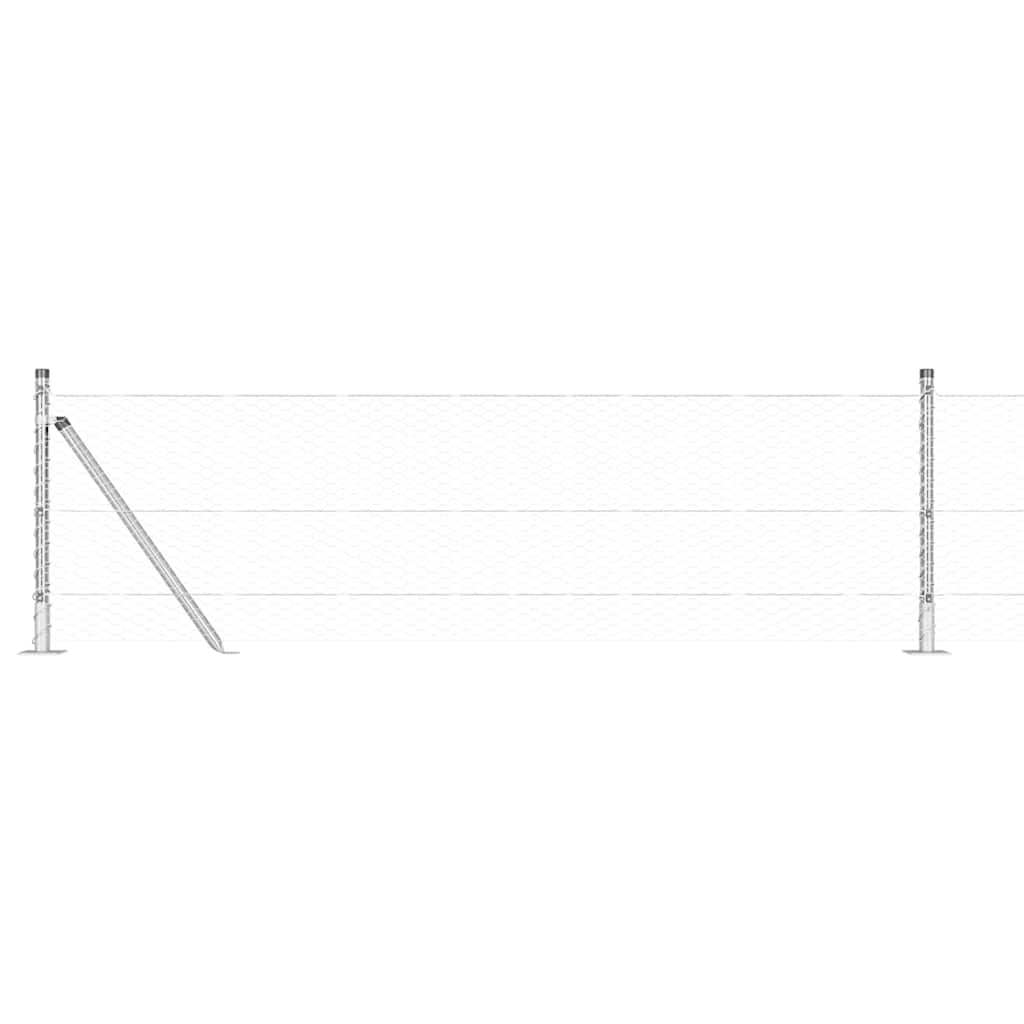 Heksagonalna ograda s betonskom osnovom 50 x 0,6 m Srebrna