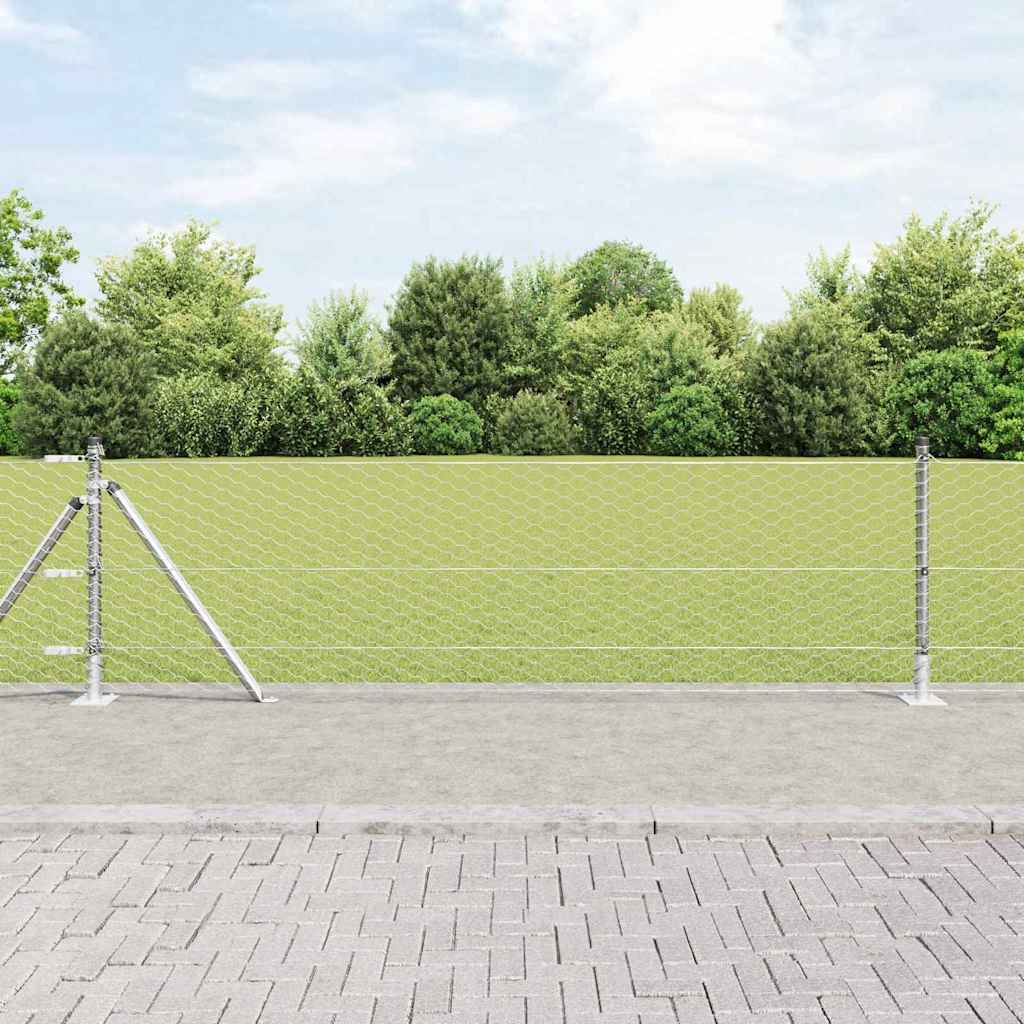 Heksagonalna ograda s betonskom osnovom 50 x 0,6 m Srebrna