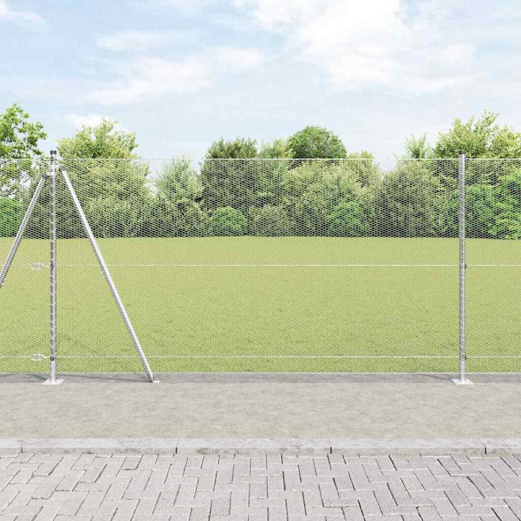 Heksagonalna ograda s betonskom osnovom 50 x 1,2 m Srebrna