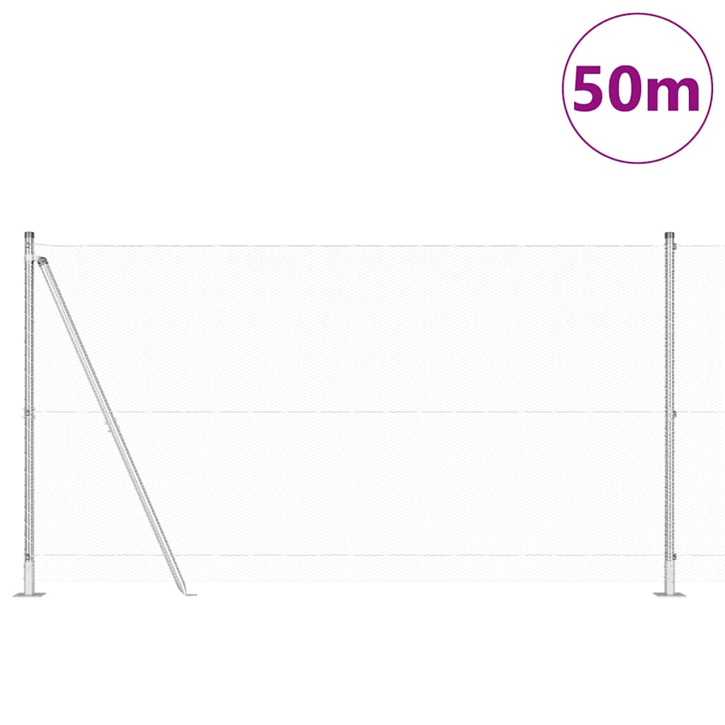 Heksagonalna ograda s betonskom osnovom 50 x 1,2 m Srebrna