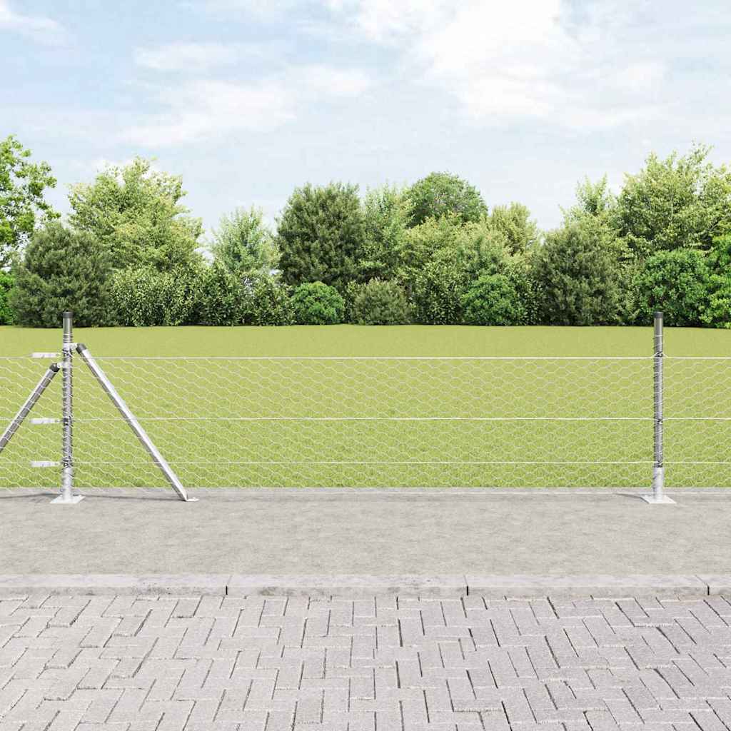 Heksagonalna ograda s betonskom osnovom 100 x 0,4 m Srebrna