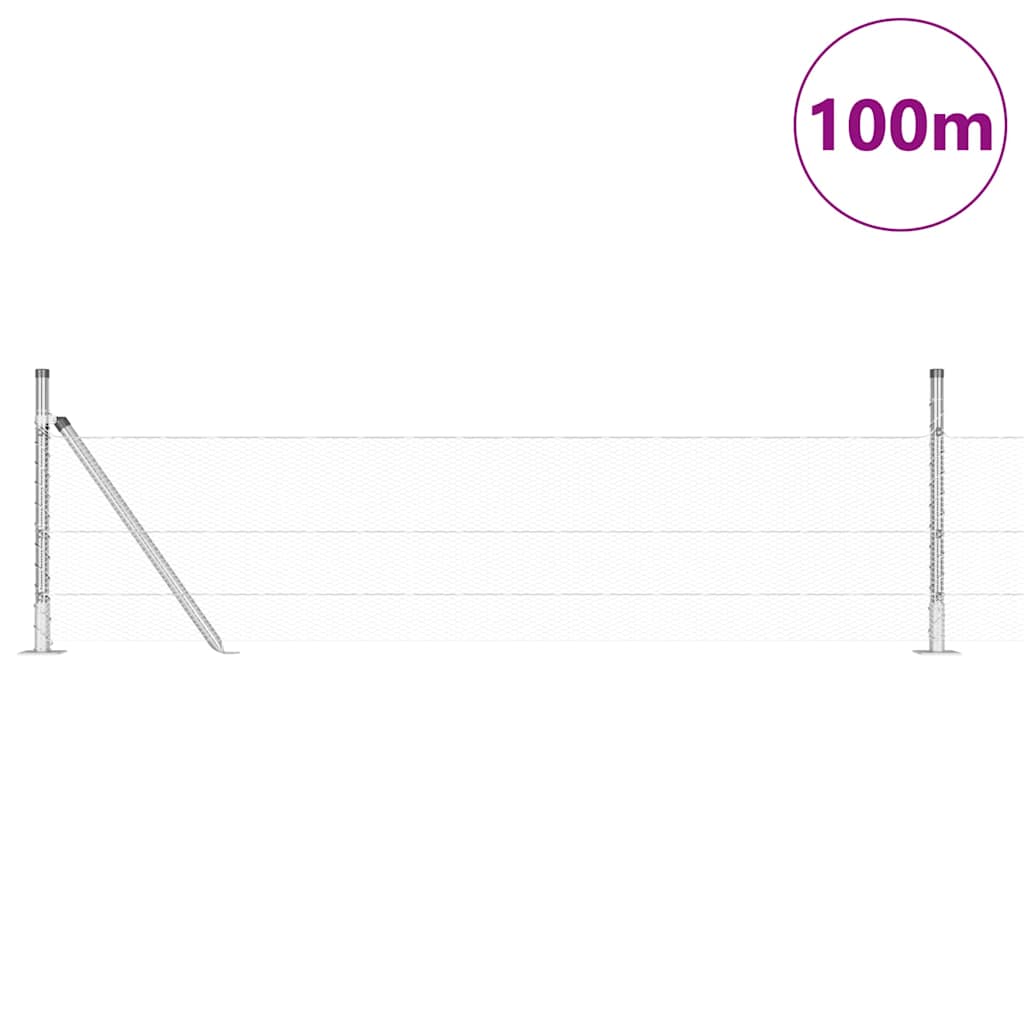 Heksagonalna ograda s betonskom osnovom 100 x 0,5 m Srebrna