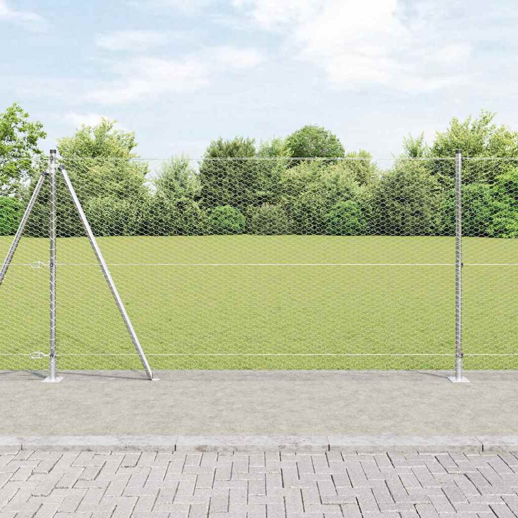 Heksagonalna ograda s betonskom osnovom 100 x 1,2 m Srebrna