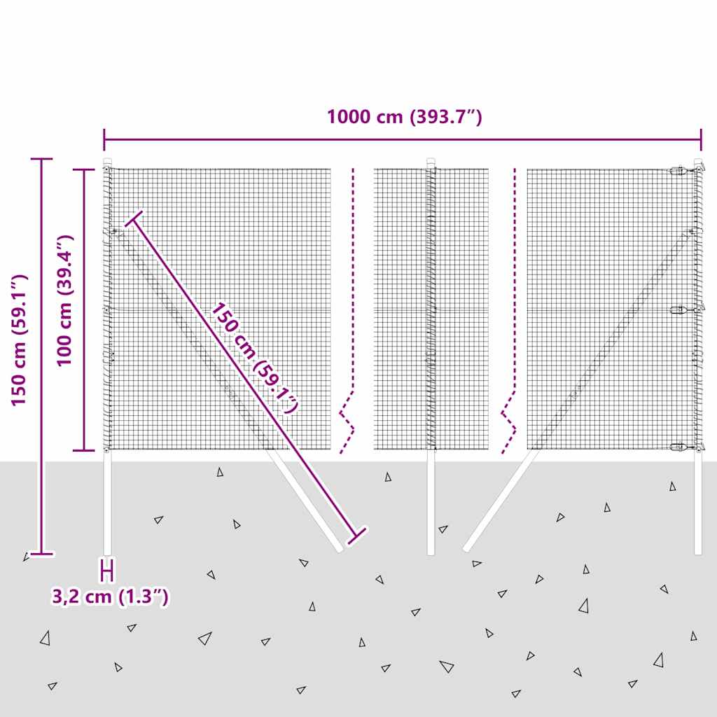 Temeljna zavarena žičana ograda 10 x 1 m (Š x V)