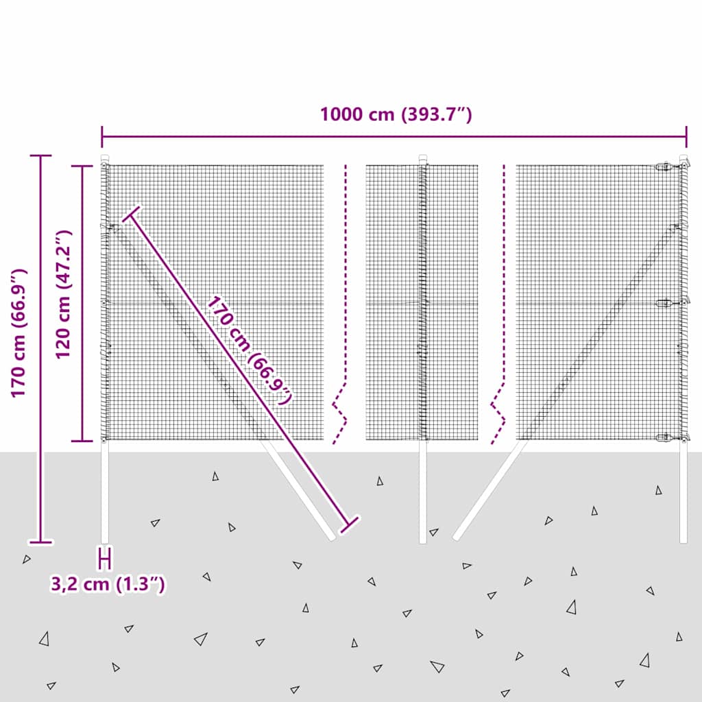 Temeljna zavarena žičana ograda 10 x 1,2 m Srebrna Mreža